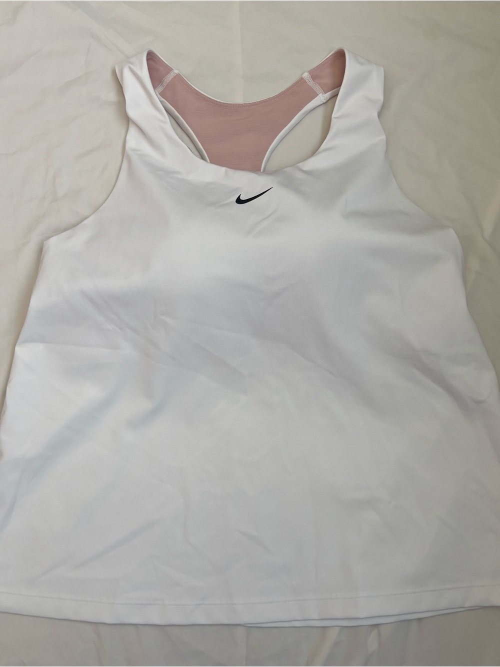 Nike White Tank with Pink Racerback Accent